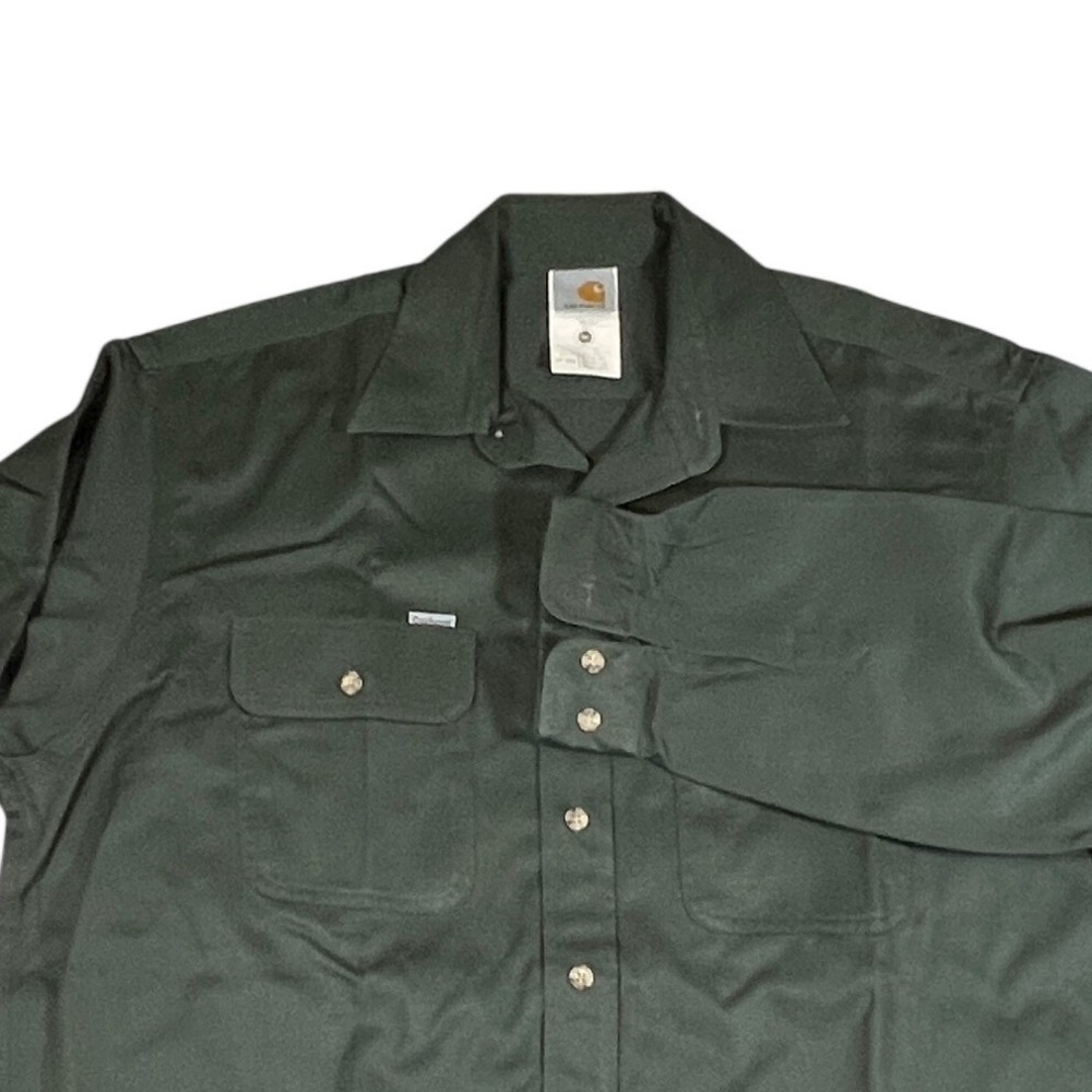 VTG Carhartt Work Shirt Mens Large Green S78 DKB Long Sleeve Button Up Rugged